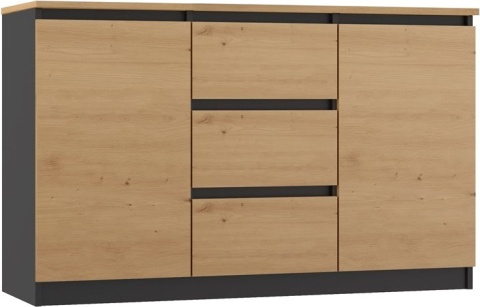 Komoda Szafka z Szufladami 120x75 Do Salonu Antracyt B/F Artisan Lilia 2D3S