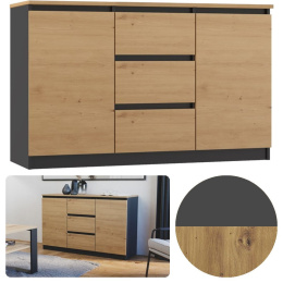 Komoda Szafka z Szufladami 120x75 Do Salonu Antracyt B/F Artisan Lilia 2D3S