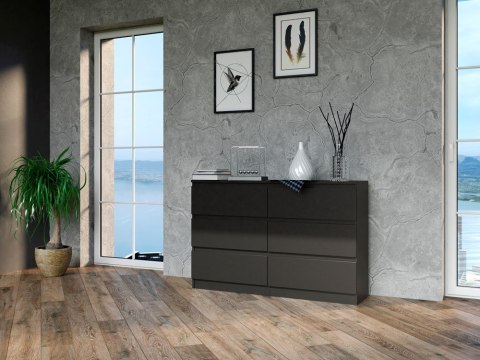Komoda z szufladami Lilia L6 120 cm Duża Do Salonu Pojemna Czarna Mat