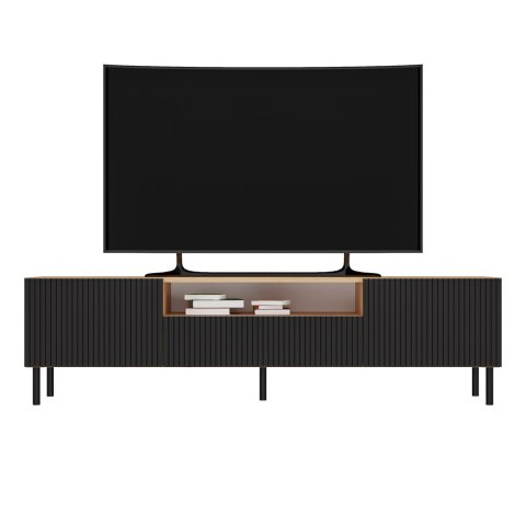 SZAFKA RTV 160 KAMA SLIM ARTISAN/CZERŃ RYFLOWANA NOWOCZESNA