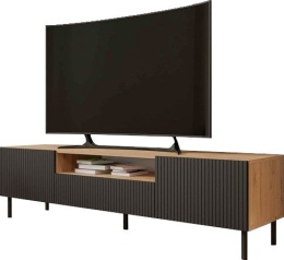 SZAFKA RTV 160 KAMA SLIM ARTISAN/CZERŃ RYFLOWANA NOWOCZESNA