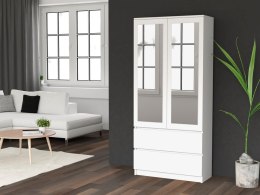 Szafa Biała Z Lustrem Garderoba 2D2S 90 cm 2 Szuflady 4 Półki Drążek Duża
