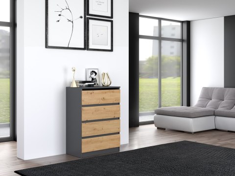 Komoda z szufladami Lilia L4 70 cm Duża Do Salonu Pojemna Antracyt Artisan