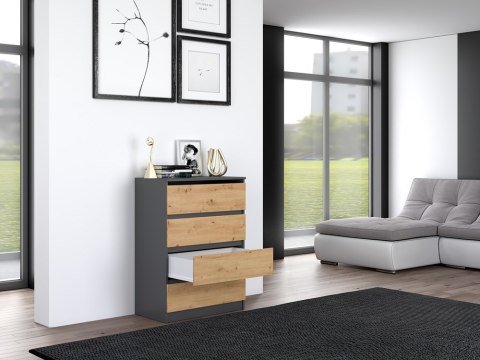 Komoda z szufladami Lilia L4 70 cm Duża Do Salonu Pojemna Antracyt Artisan