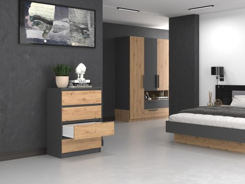 Komoda z szufladami Lilia L4 70 cm Duża Do Salonu Pojemna Antracyt Artisan