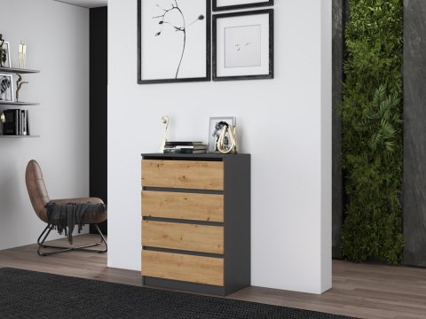 Komoda z szufladami Lilia L4 70 cm Duża Do Salonu Pojemna Antracyt Artisan