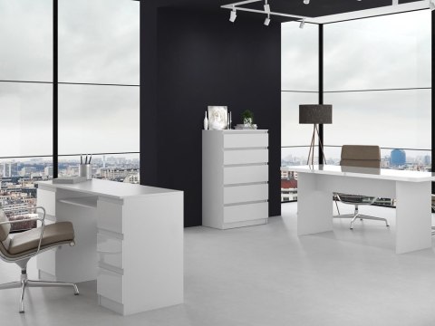Komoda z 5 Szufladami Duża Do Salonu 70x109x40 cm Biała Lilia L5 Pojemna
