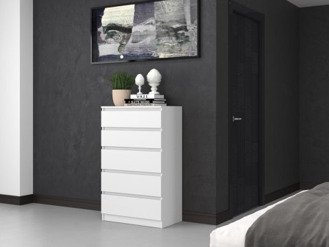 Komoda z 5 Szufladami Duża Do Salonu 70x109x40 cm Biała Lilia L5 Pojemna