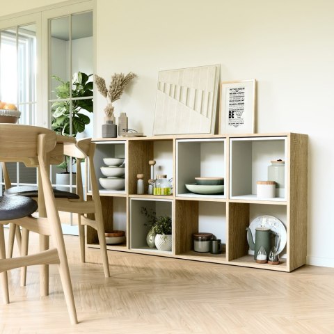 Regał Komorowy LAX 2x4 Otwarty 8 Półek Na Książki Zabawki Dąb Sonoma Salon