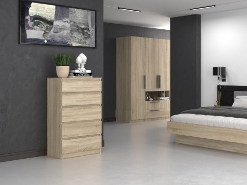 Komoda z 5 Szufladami Duża Do Salonu 70x109x40 cm Sonoma Lilia L5 Pojemna