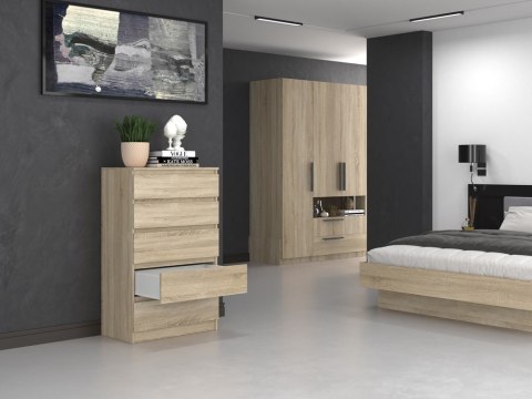 Komoda z 5 Szufladami Duża Do Salonu 70x109x40 cm Sonoma Lilia L5 Pojemna