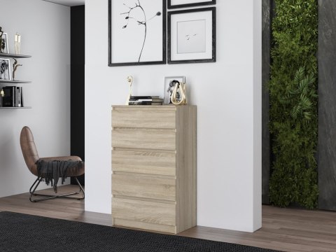 Komoda z 5 Szufladami Duża Do Salonu 70x109x40 cm Sonoma Lilia L5 Pojemna