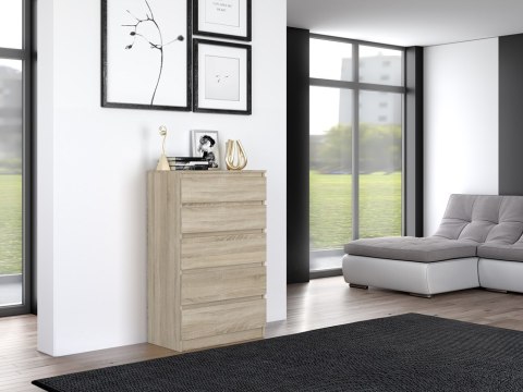 Komoda z 5 Szufladami Duża Do Salonu 70x109x40 cm Sonoma Lilia L5 Pojemna