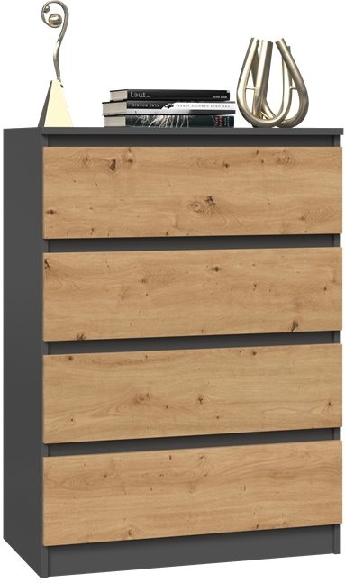 Komoda z szufladami Lilia L4 70 cm Duża Do Salonu Pojemna Antracyt Artisan