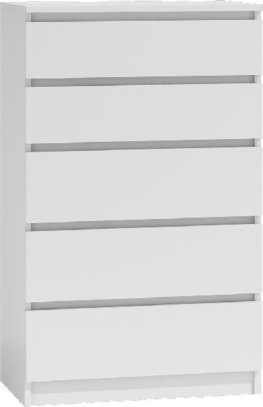 Komoda z 5 Szufladami Duża Do Salonu 70x109x40 cm Biała Lilia L5 Pojemna