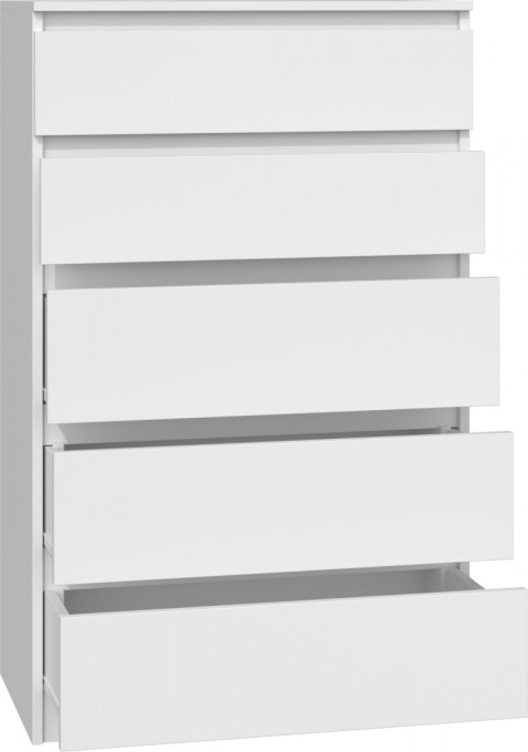 Komoda z 5 Szufladami Duża Do Salonu 70x109x40 cm Biała Lilia L5 Pojemna