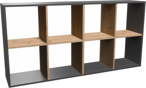 Regał Komorowy LAX 2x4 Otwarty 8 Półek Na Książki Zabawki Antracyt Artisan