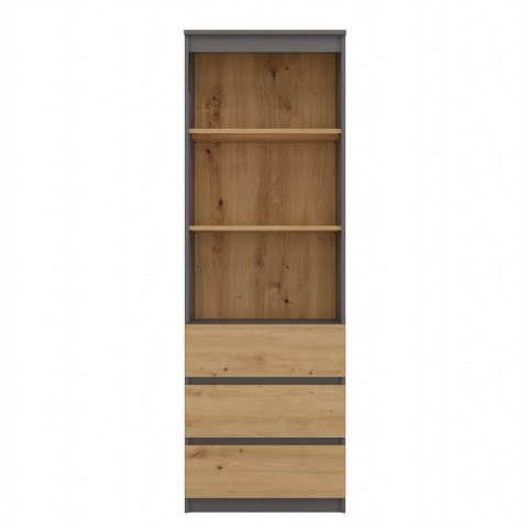 Regał Na Książki Segregatory Półka x3 Biurowy Do Salonu Roxi 60 cm Antracyt