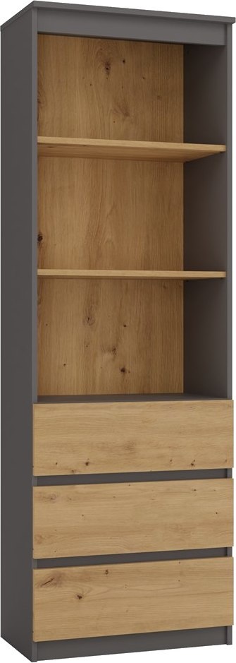 Regał Na Książki Segregatory Półka x3 Biurowy Do Salonu Roxi 60 cm Antracyt