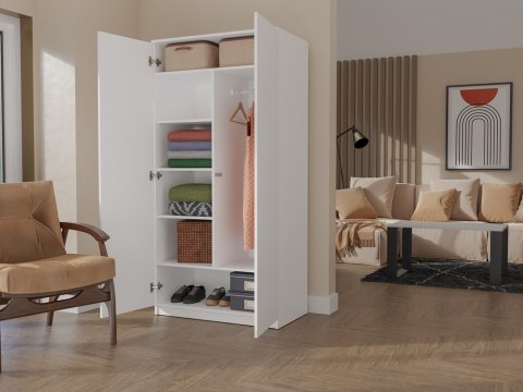 Szafa Biała Garderoba Na Ubrania Do Sypialni Przedpokoju DD90 cm 7 Półek