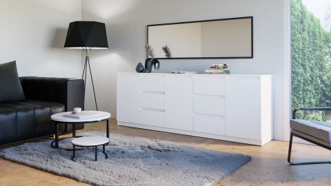 Komoda Duża Zestaw 200x75x40 cm Biała Szafka x3 Szuflada x6 Komplet 3D6S