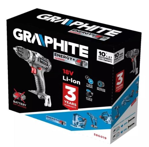 WKRĘTARKA AKUMULATOROWA GRAPHITE 58G019 BEZSZCZ.ENERGY+18V BEZ.AKU