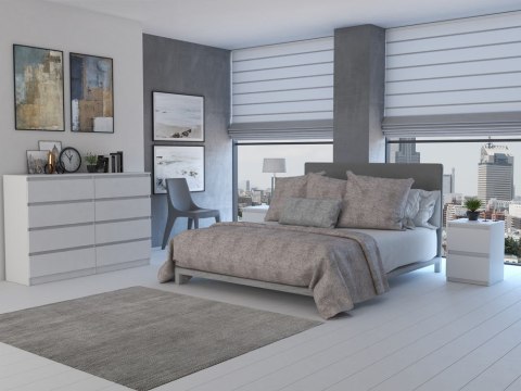 Komoda z szufladami Lilia L8 140 cm Duża Do Salonu Pojemna Biała Mat