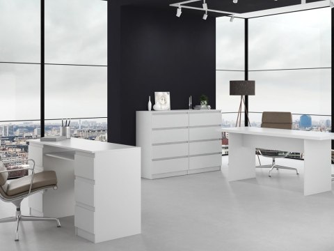 Komoda z szufladami Lilia L8 140 cm Duża Do Salonu Pojemna Biała Mat