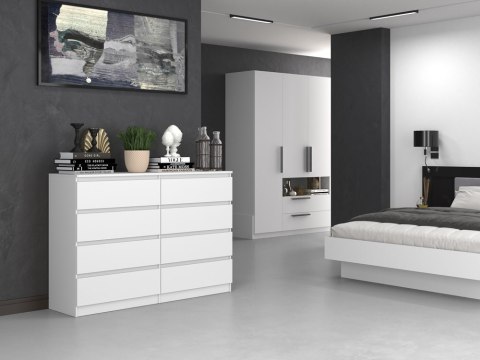 Komoda z szufladami Lilia L8 140 cm Duża Do Salonu Pojemna Biała Mat