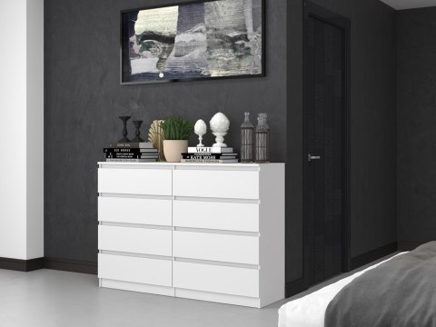 Komoda z szufladami Lilia L8 140 cm Duża Do Salonu Pojemna Biała Mat
