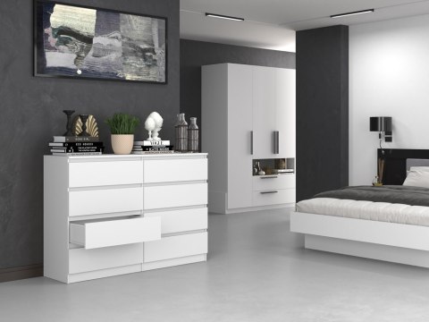 Komoda z szufladami Lilia L8 140 cm Duża Do Salonu Pojemna Biała Mat
