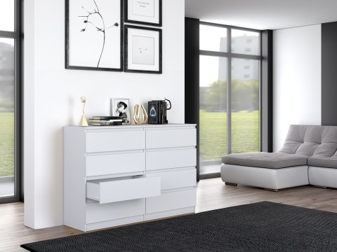 Komoda z szufladami Lilia L8 140 cm Duża Do Salonu Pojemna Biała Mat