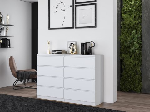 Komoda z szufladami Lilia L8 140 cm Duża Do Salonu Pojemna Biała Mat