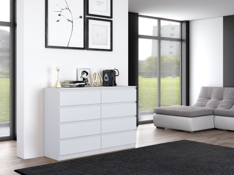 Komoda z szufladami Lilia L8 140 cm Duża Do Salonu Pojemna Biała Mat