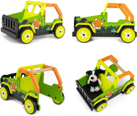 Chodzik - Pchacz dla Dzieci Auto Drewniany Explorer Lisek + hamulec