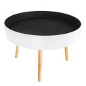 STOLIK KAWOWY OKRĄGŁY + SCHOWEK 60CM SOSNOWE NOGI