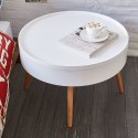 STOLIK KAWOWY OKRĄGŁY + SCHOWEK 60CM SOSNOWE NOGI