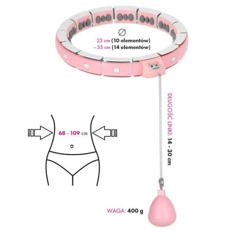 ZESTAW REGULOWANY HULA HOP FH06 PINK Z OBCIĄŻNIKEIM I LICZNIKIEM + PAS BR160