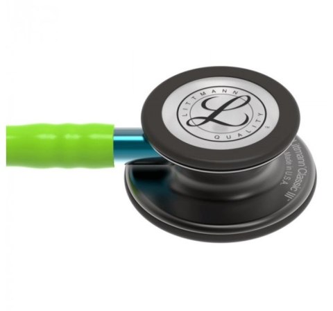 Stetoskop Littmann Classic III 5875 Stetoskop internistyczny Smoke, przewód limonkowy, lira smoke trzonek niebieski
