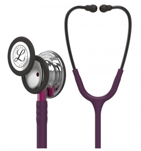 Stetoskop Littmann Classic III 5960 Stetoskop internistyczny Mirror-Finish, przewód śliwkowy, trzonek różowy, lira smoke