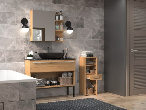 Szafka Łazienkowa Stojąca Słupek 85 cm Regał Lena S2D Szuflada Artisan