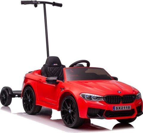 AUTO NA AKUMULATOR MP3 SKÓRA PILOT EVA BMW M5 Z PLATFORMĄ CZERWONE LAKIEROWANE