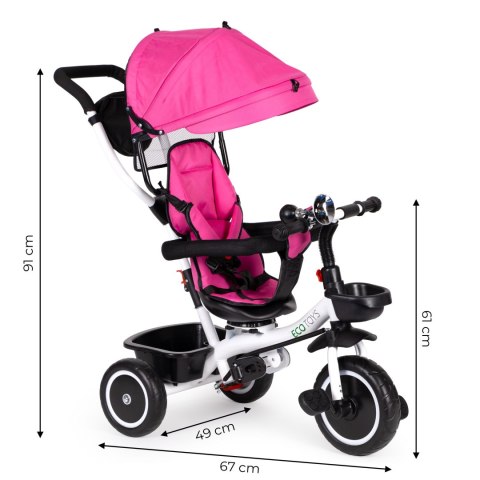 ROWER TRÓJKOŁOWY WÓZEK OBRACANE SIEDZISKO PINK ECOTOYS