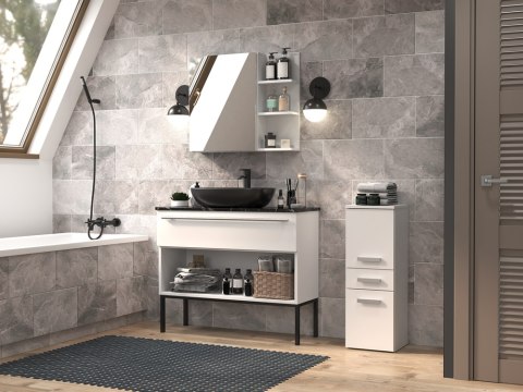 Szafka Łazienkowa Stojąca Słupek 85 cm Regał Lena S2D Szuflada Biała Matowa