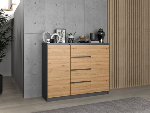 Komoda Szafka z Szufladami Lilia 2D4S 120cm Do Salonu Duża Antracyt Artisan