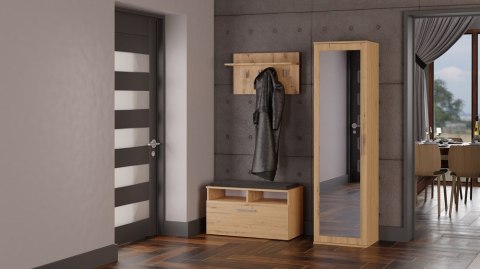 Szafa z Lustrem 50 cm Na Ubrania do Przedpokoju Wieszak Półki Artisan DUET