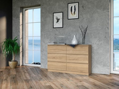 Komoda z szufladami Lilia L6 120 cm Duża Do Salonu Pojemna Dąb Sonoma