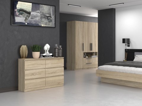 Komoda z szufladami Lilia L6 120 cm Duża Do Salonu Pojemna Dąb Sonoma
