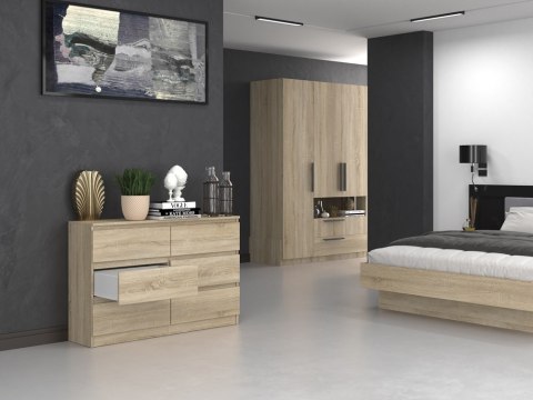 Komoda z szufladami Lilia L6 120 cm Duża Do Salonu Pojemna Dąb Sonoma