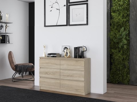 Komoda z szufladami Lilia L6 120 cm Duża Do Salonu Pojemna Dąb Sonoma